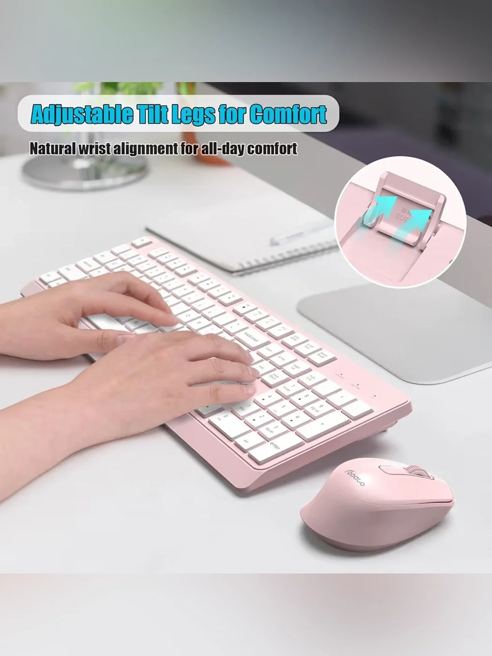 Wireless Keyboard and Mouse Combo, 2.4G USB Full Size Keyboard